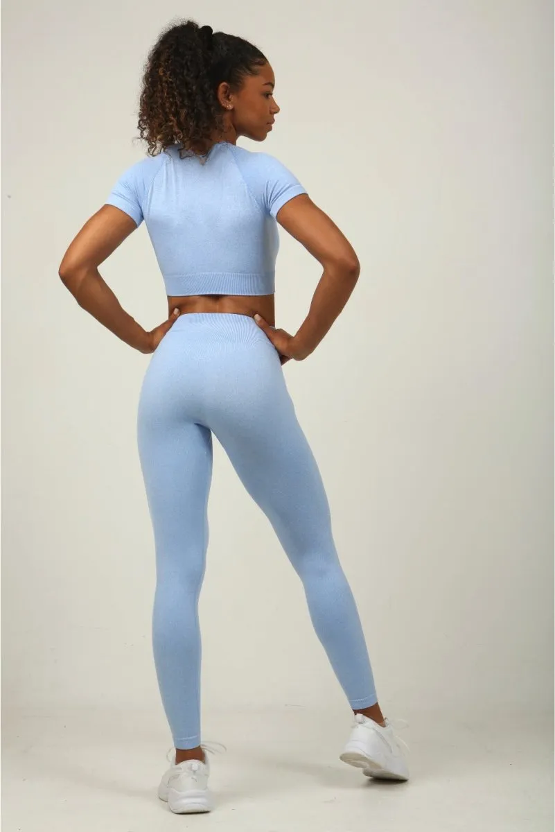 High Waist Leggings - Blue Marl