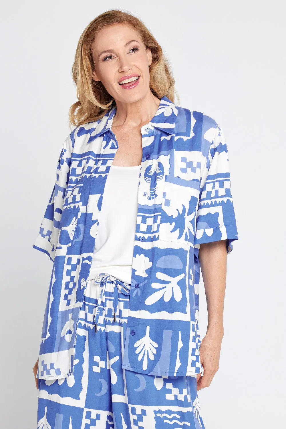 Holiday Sun Shirt - Cerulean Blue Print