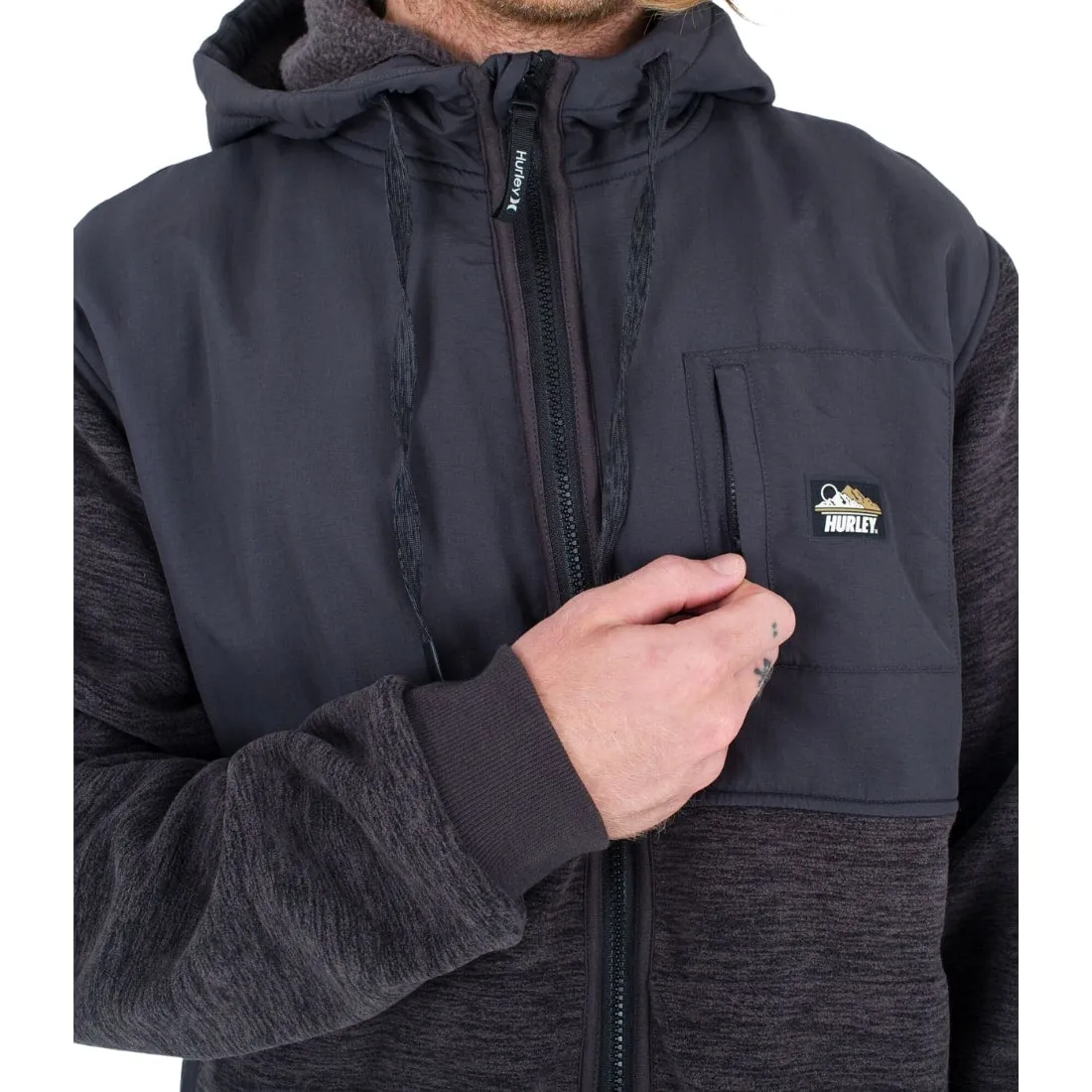 Hurley Huron Burrito Full Zip Fleece - Dark Stone Grey