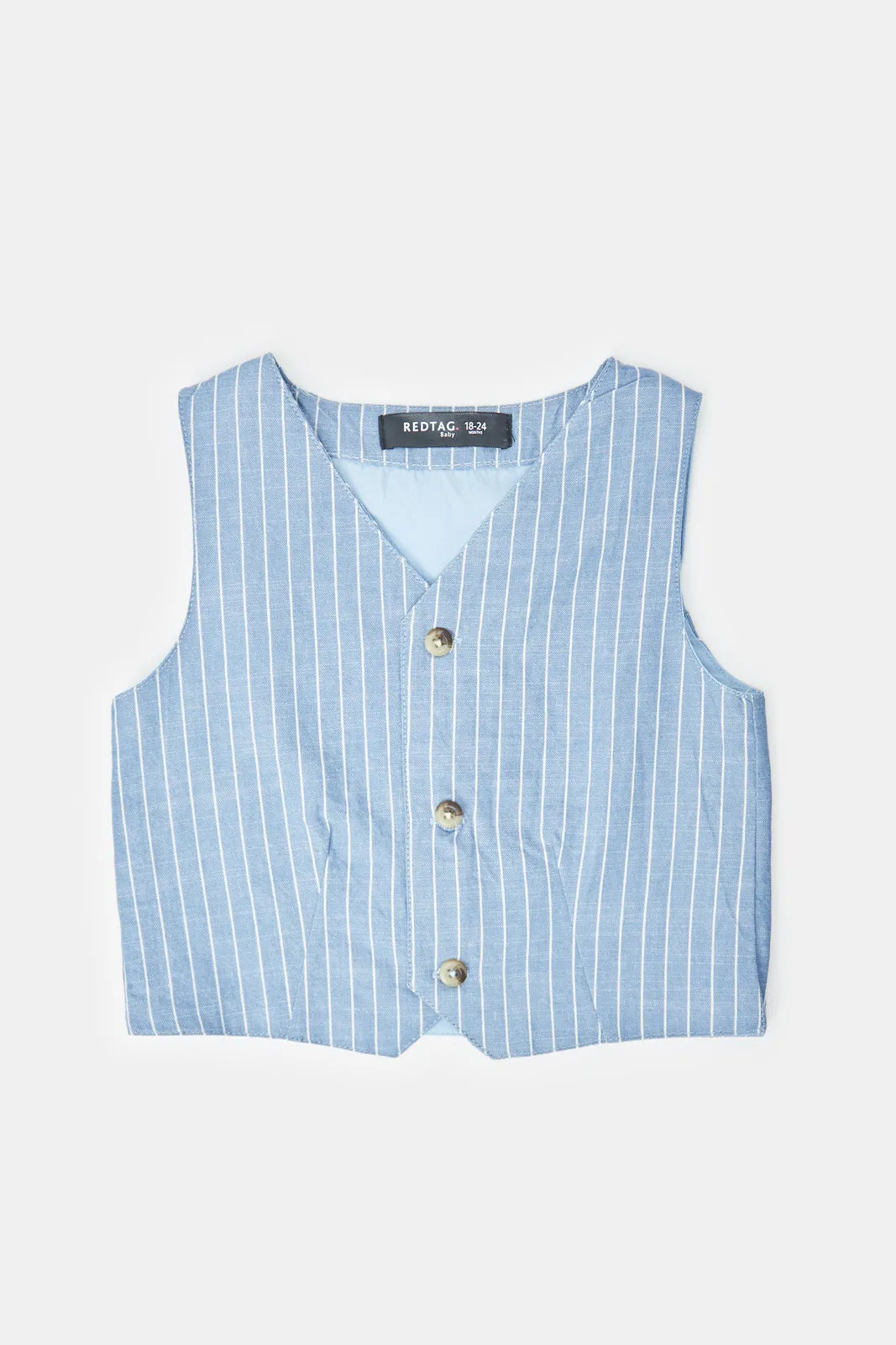 Infant Boys Blue Striped Shirt Set (2 Piece)