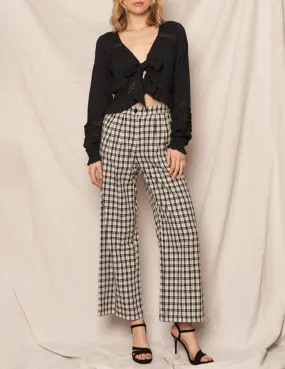 Ione Black   White Plaid Cotton Trousers