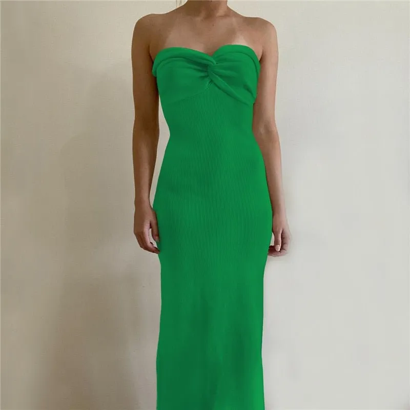 Jade Knitted Tube Maxi Dress