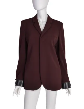 Jean Paul Gaultier Vintage Oxblood Wool Blazer Jacket with Detachable Leather Cuffs