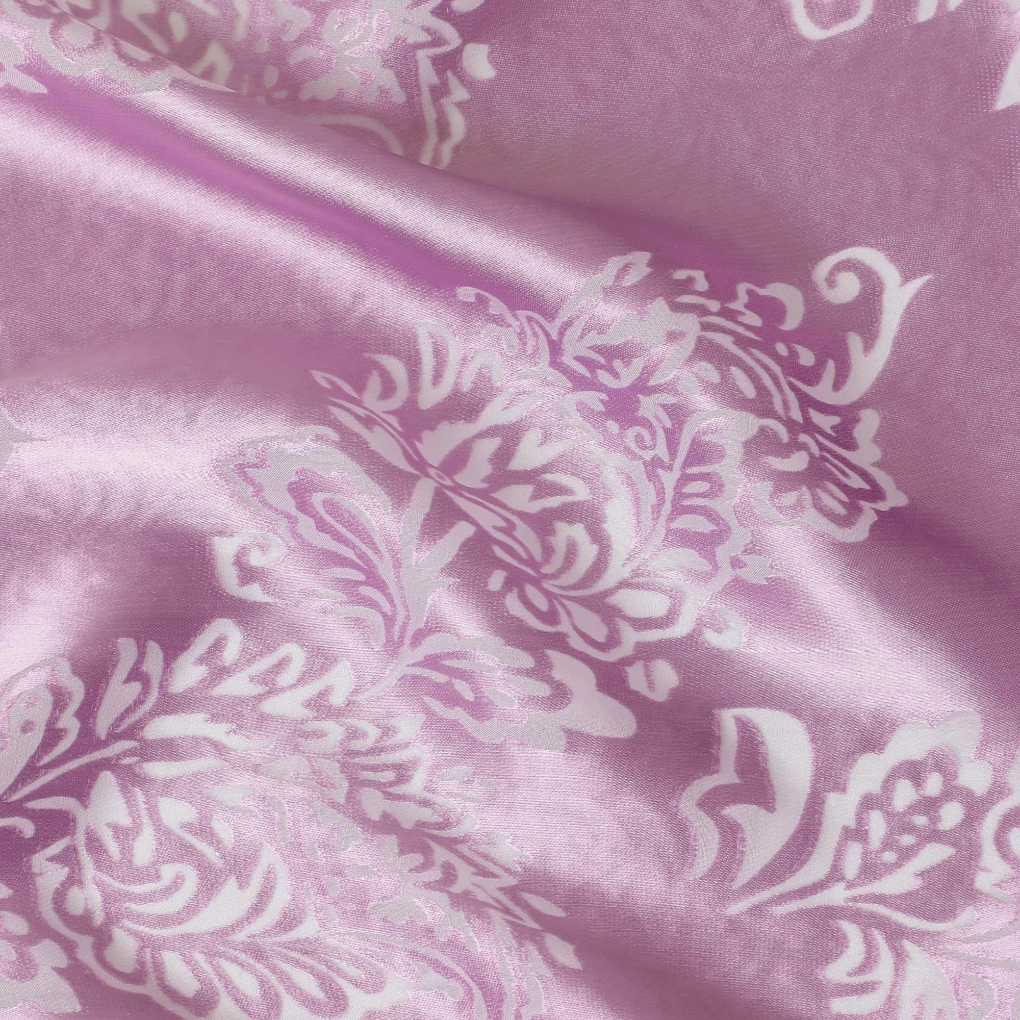 Lavender pink premium pure burnout silk chiffon fabric in floral design-D13109