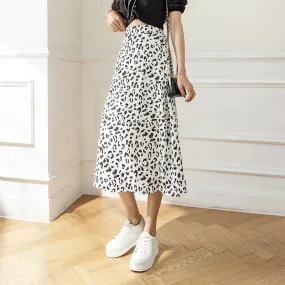 Leopard Print Ruffled Summer Women's Skirts High Waist Slim A-line Vacation Fashion Elegant Female Skirt Chic Streetwear