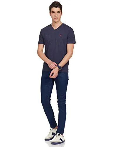 Levi's Men's Solid Regular T-Shirt (17076-0056_Peacoat Blue S)