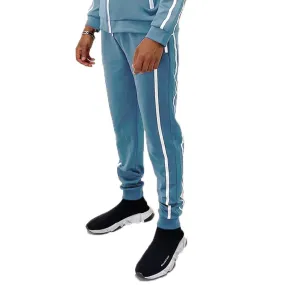 Light Blue Solid Tape Jogger Pants