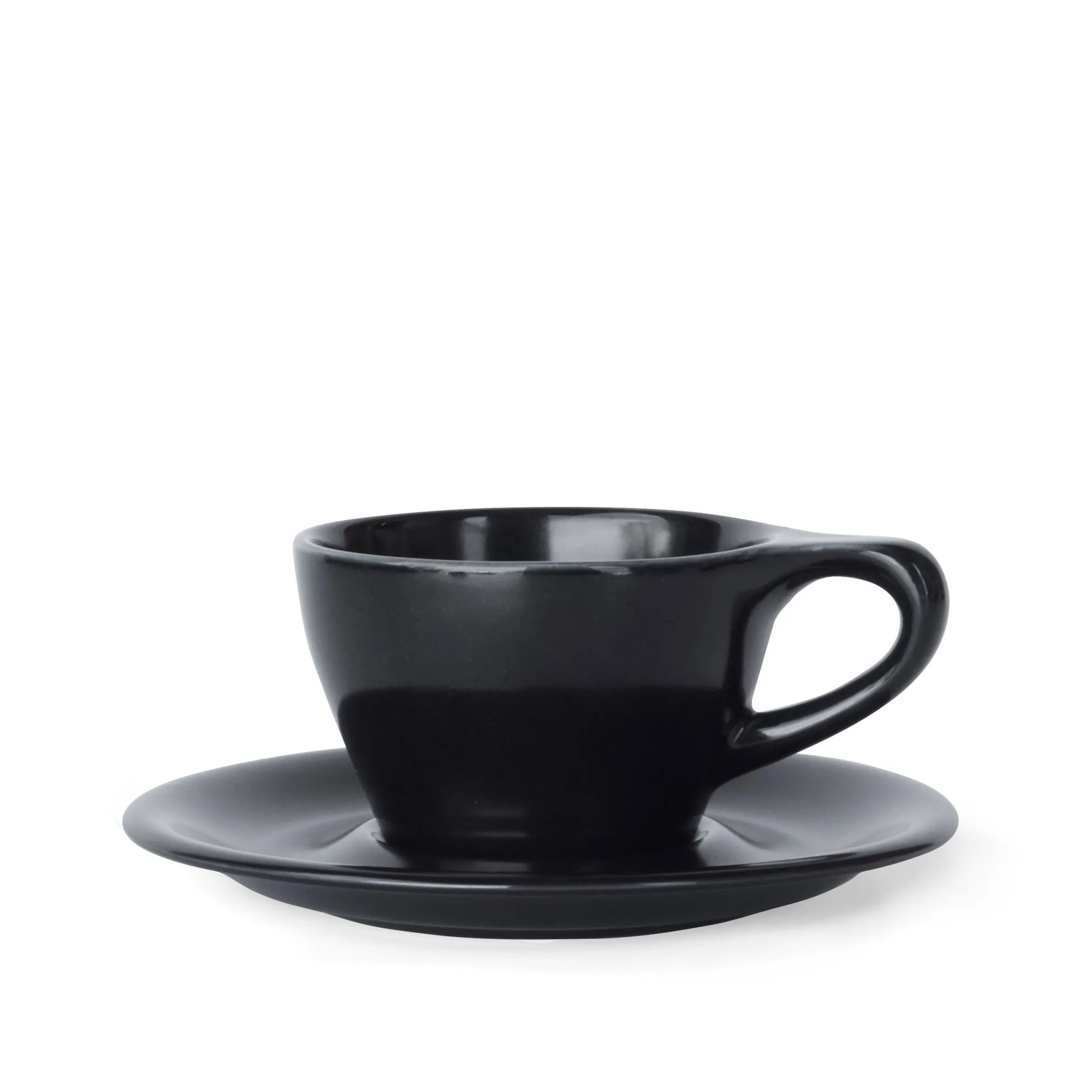 Lino Double Cappuccino Cup & Saucer - Black (6oz/177ml)