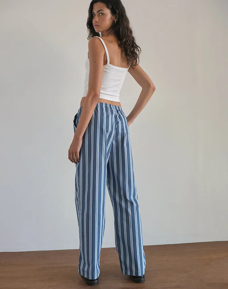 Lirura Trouser in Poplin Formal Stripe Navy