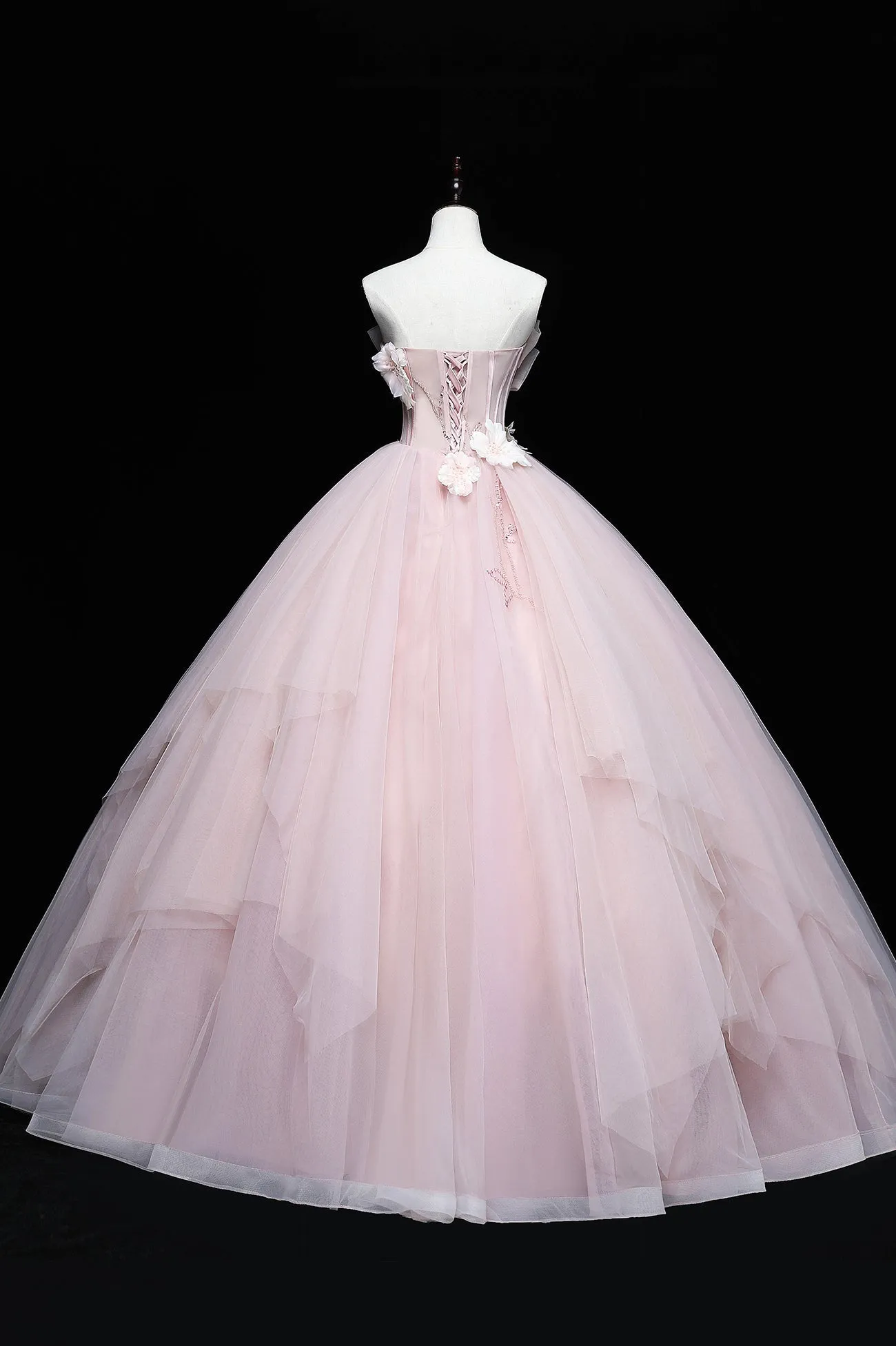 Lovely Pink Tull Applique Ball Gown Formal Dress Pink Sweet 16 Dress