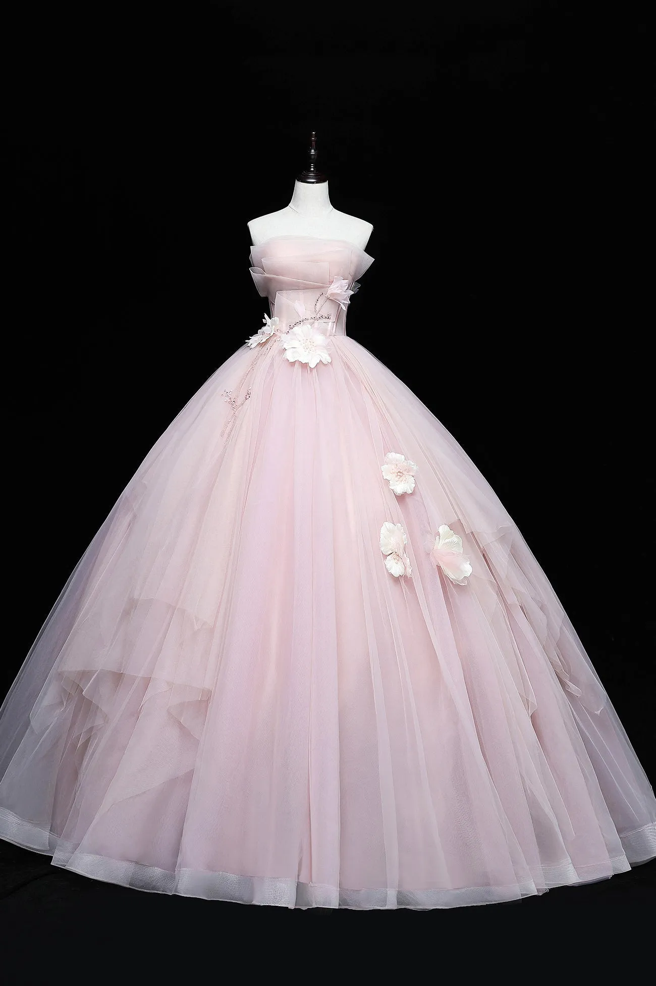 Lovely Pink Tull Applique Ball Gown Formal Dress Pink Sweet 16 Dress