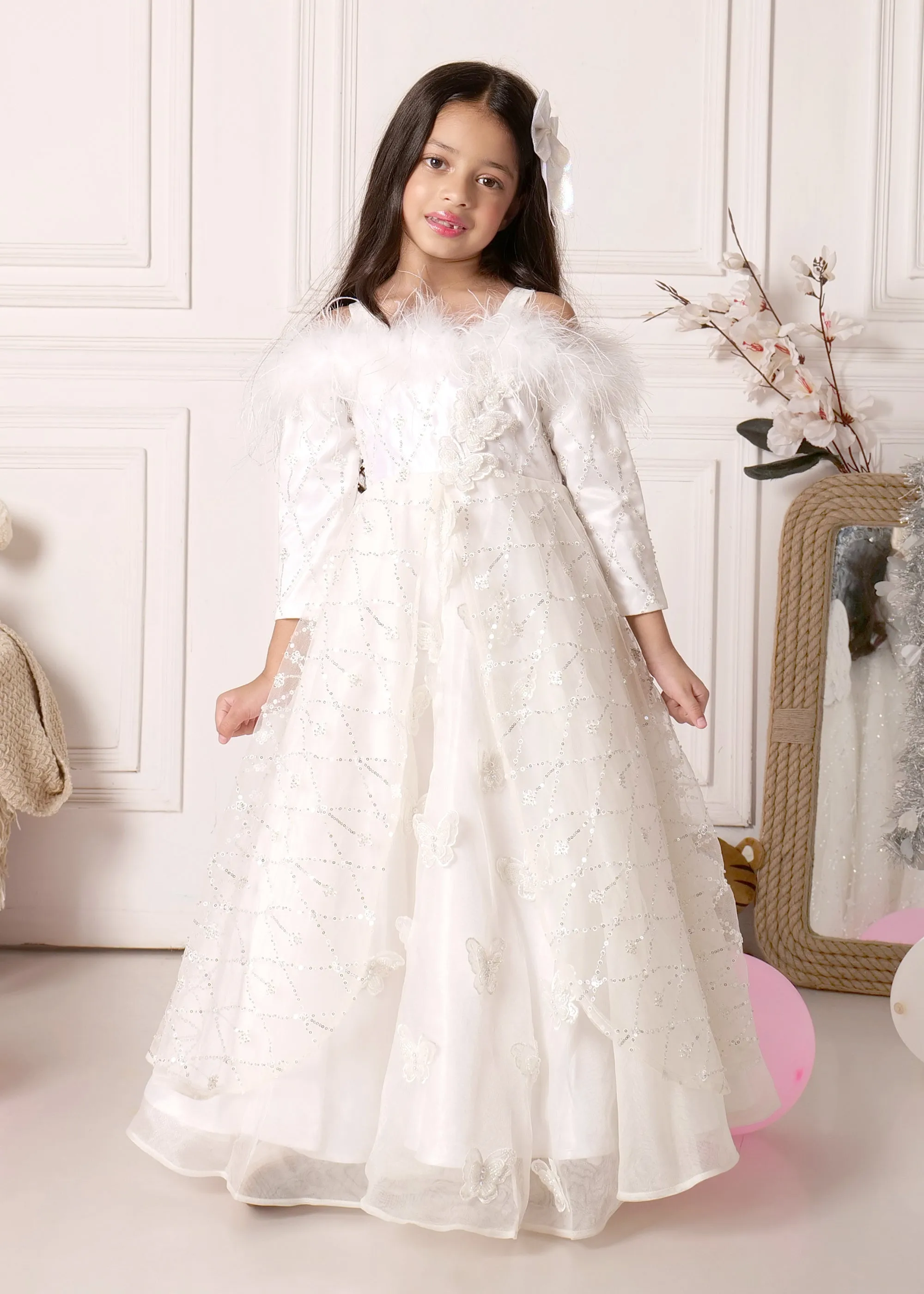 Luxe Ivory Angel Feather Gown