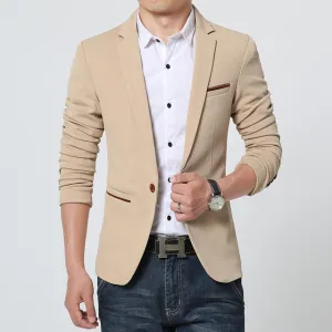 Luxury Men High Quality Cotton Slim Fit Blazers