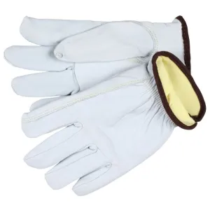 MCR Safety 3613H Select Goatskin Leather with Cut Resistant ARX Liner, Drivers Work Gloves, White, Box of 12 Pairs