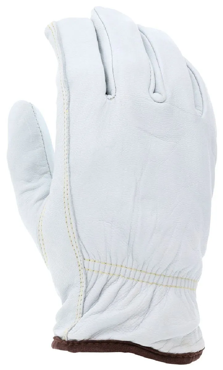 MCR Safety 3613H Select Goatskin Leather with Cut Resistant ARX Liner, Drivers Work Gloves, White, Box of 12 Pairs