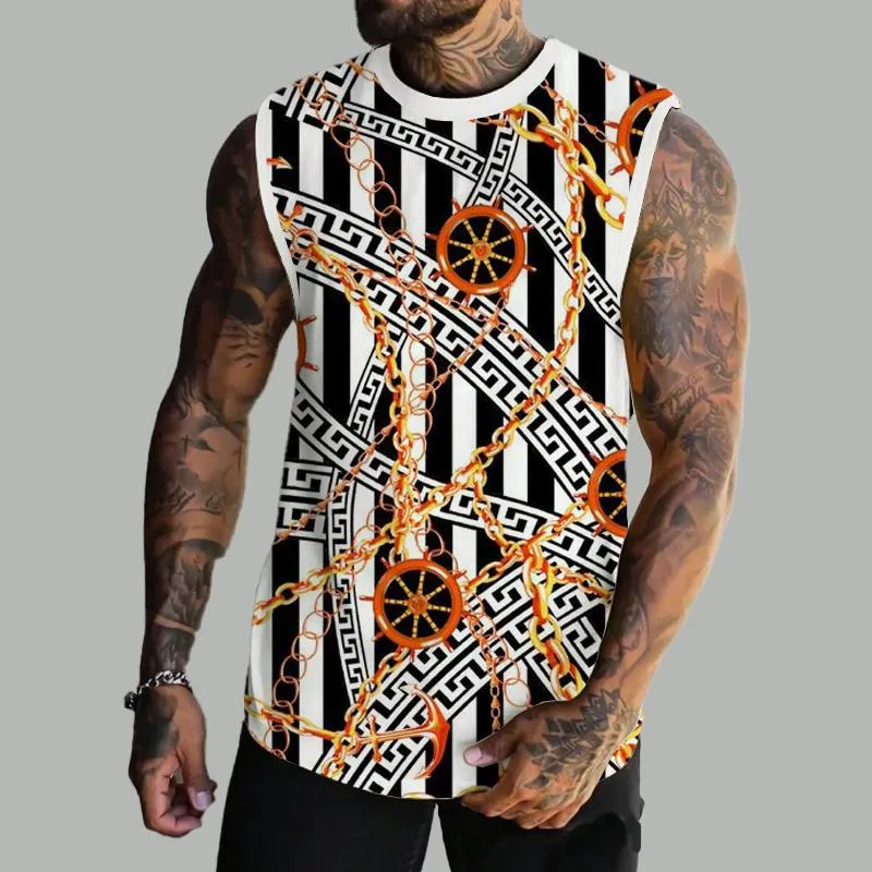 Men's Basic Printed Round Neck Vest 79885196YM