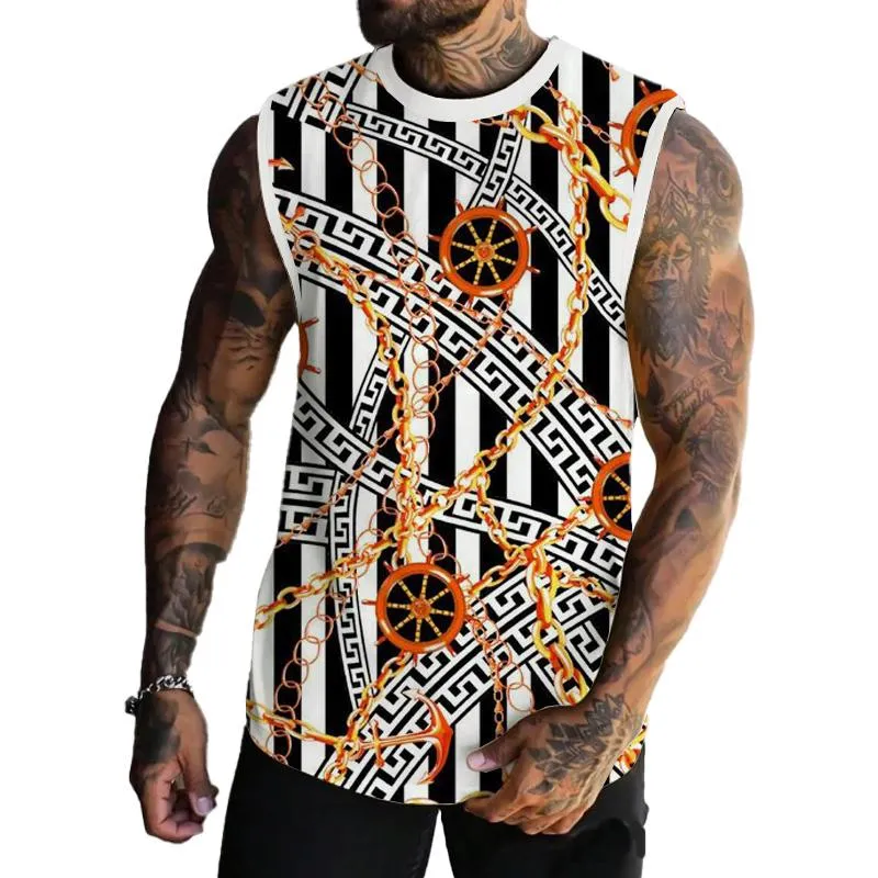 Men's Basic Printed Round Neck Vest 79885196YM