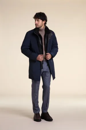 Mens blue winter coat with fur