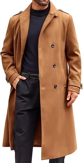 Men's Casual Winter Long Trench Gray Coat