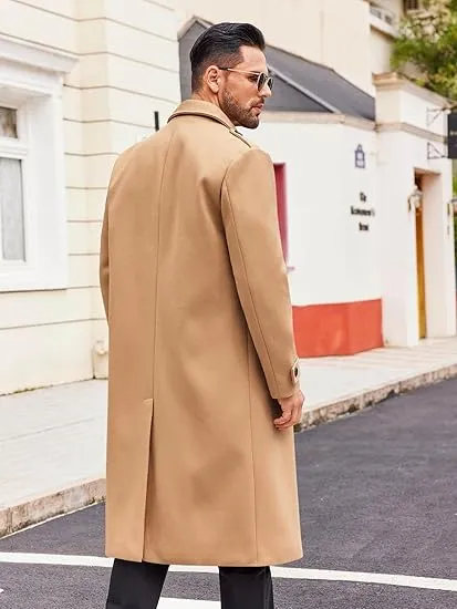 Men's Casual Winter Long Trench Gray Coat