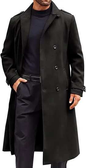 Men's Casual Winter Long Trench Gray Coat