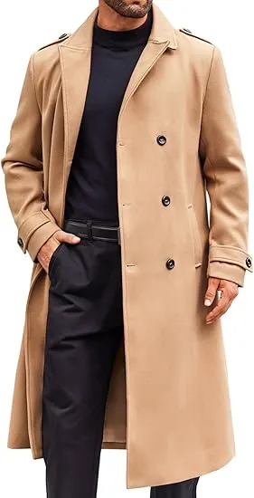 Men's Casual Winter Long Trench Gray Coat