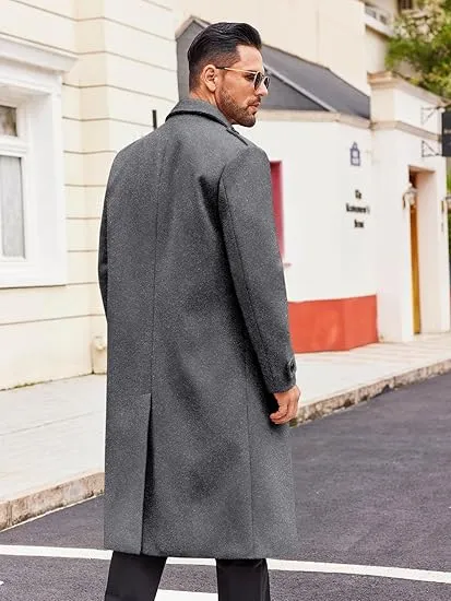 Men's Casual Winter Long Trench Gray Coat