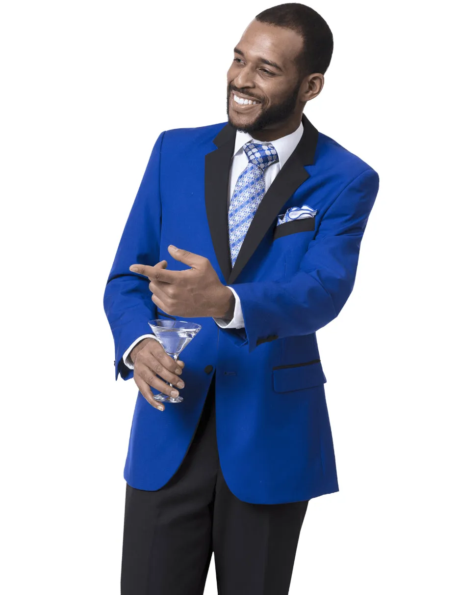 Mens Classic 2 Button Notch Lapel Tuxedo in Royal Blue