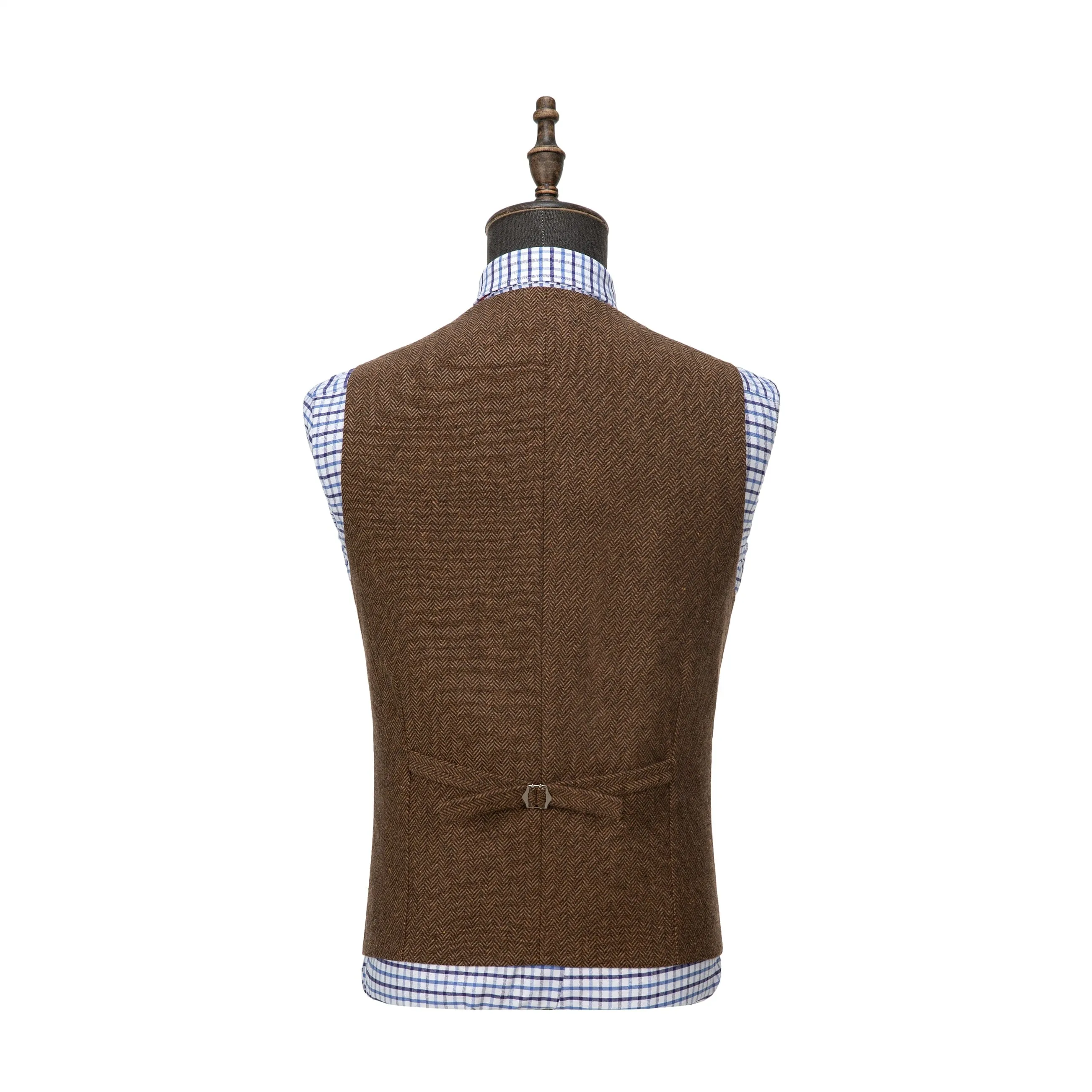 Men's Classic Tweed Herringbone  Vest Slim Fit Notch Lapel Waistcoat