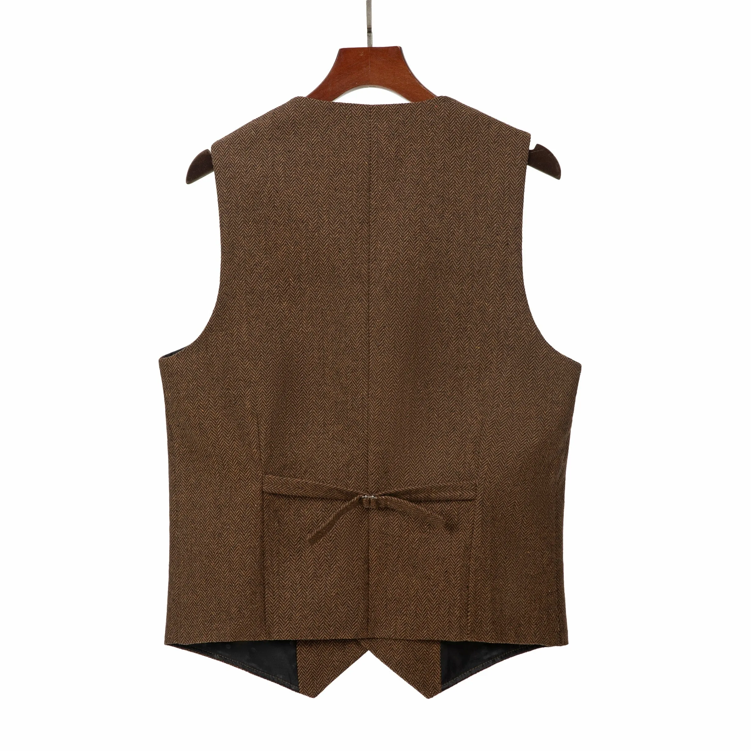 Men's Classic Tweed Herringbone  Vest Slim Fit Notch Lapel Waistcoat