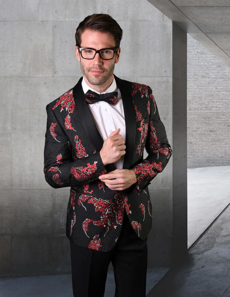 Men's Fancy Jacket with Matching Bowtie | VJ-121-Black