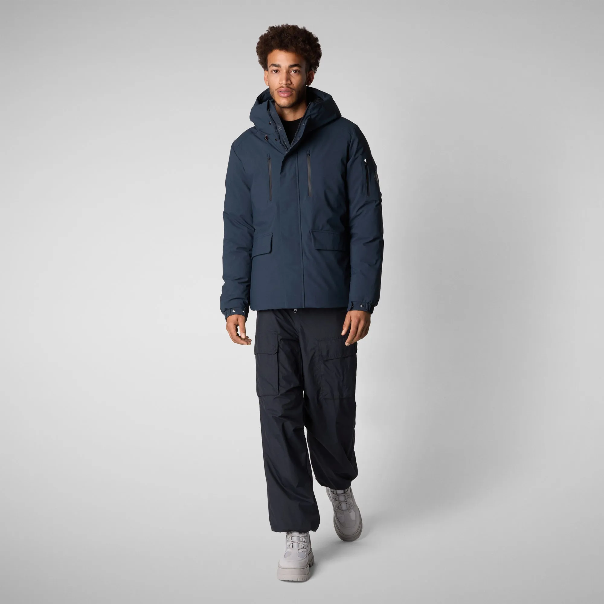 Men's  hooded parka Hiram in blue black