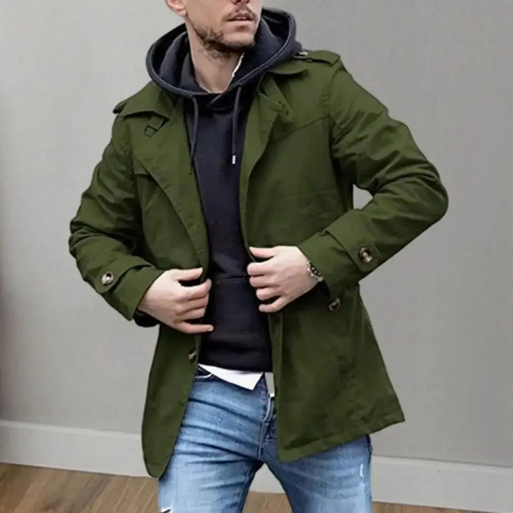 Men's Stylish Mid-Length Trench Coat for Fall