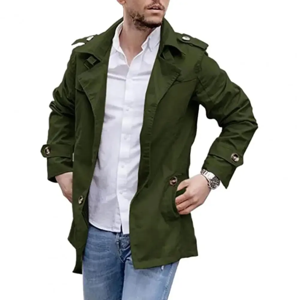 Men's Stylish Mid-Length Trench Coat for Fall