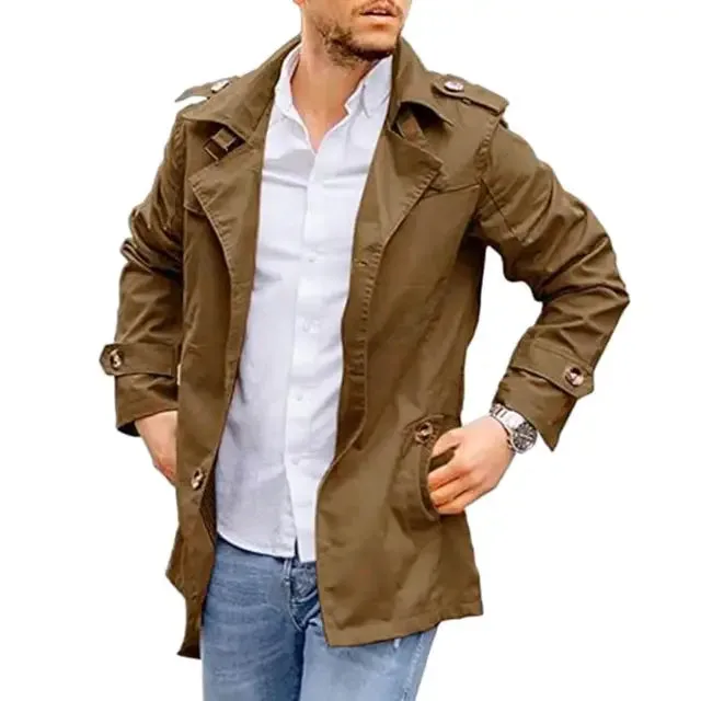 Men's Stylish Mid-Length Trench Coat for Fall