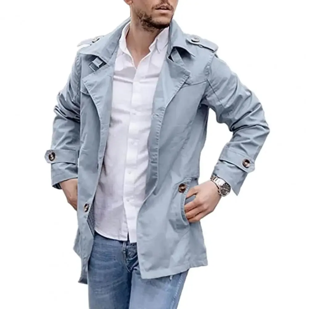 Men's Stylish Mid-Length Trench Coat for Fall