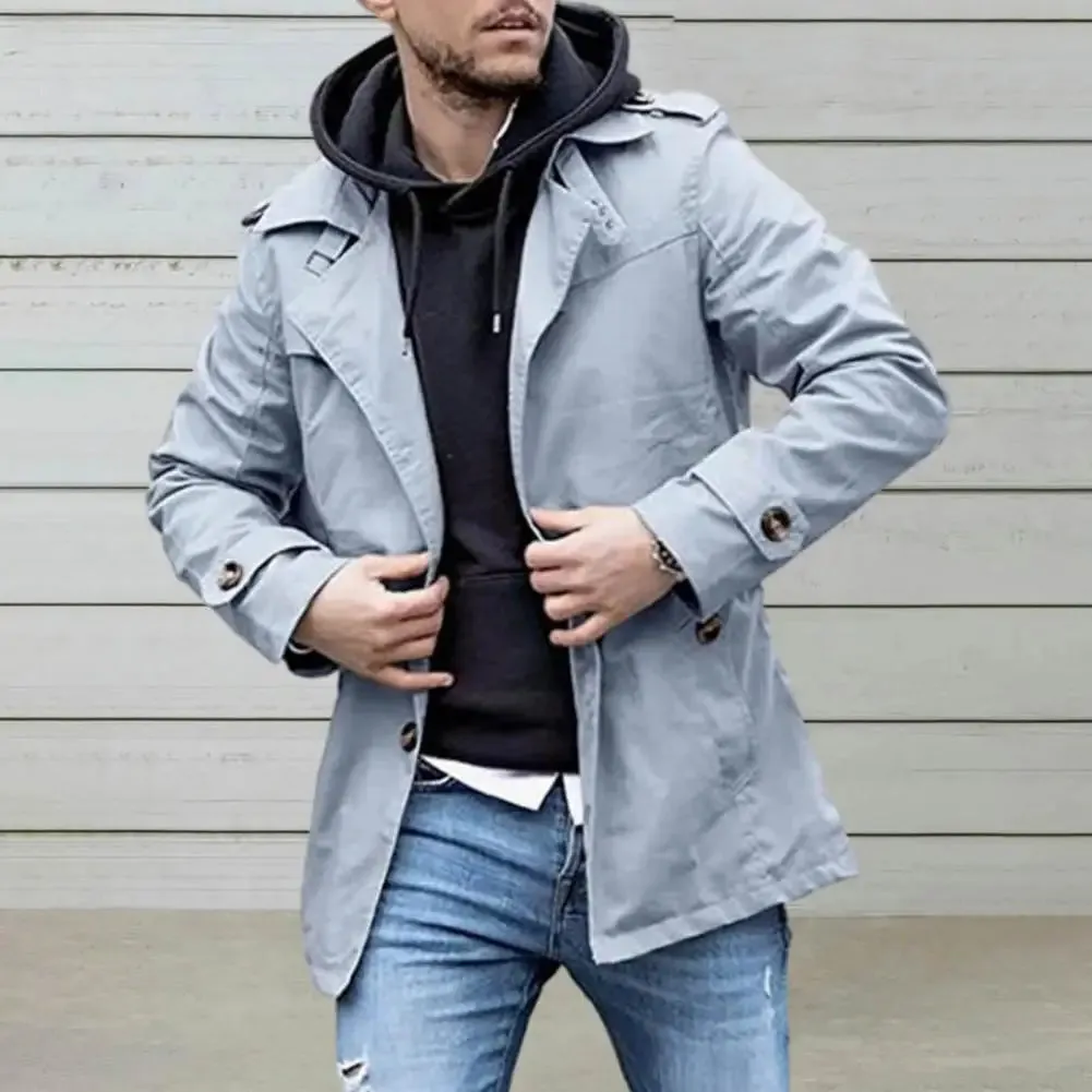 Men's Stylish Mid-Length Trench Coat for Fall