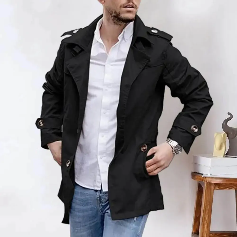 Men's Stylish Mid-Length Trench Coat for Fall