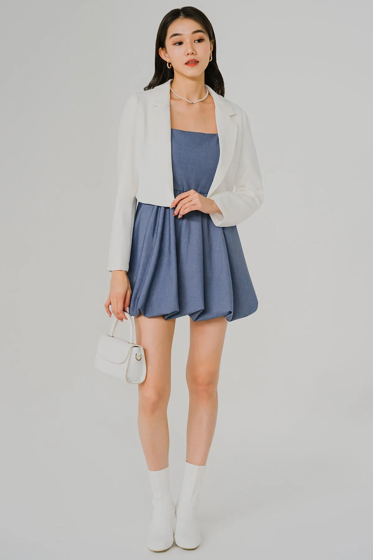 Metropolitan Cropped Blazer (White)