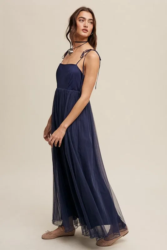 Midnight Romantic Babydoll Maxi Tulle Dress