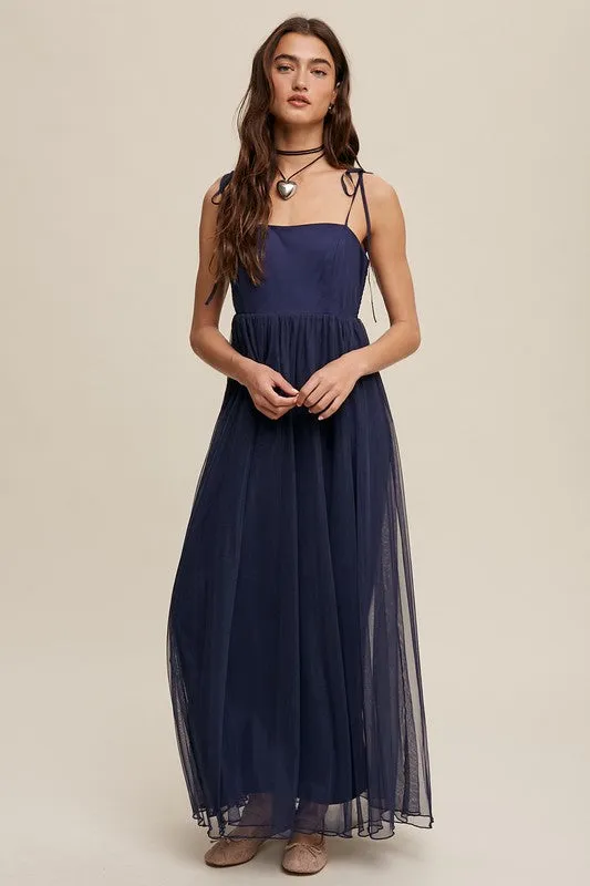 Midnight Romantic Babydoll Maxi Tulle Dress