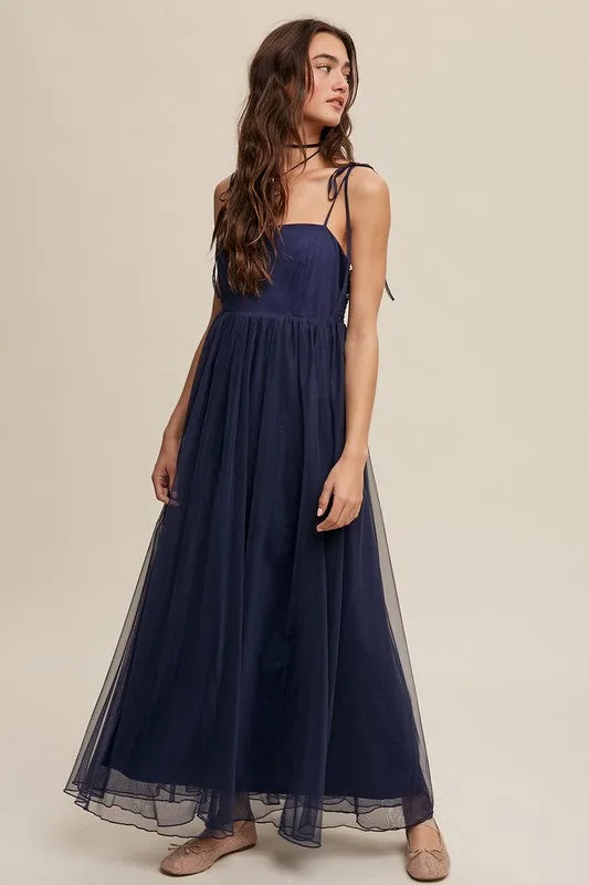 Midnight Romantic Babydoll Maxi Tulle Dress