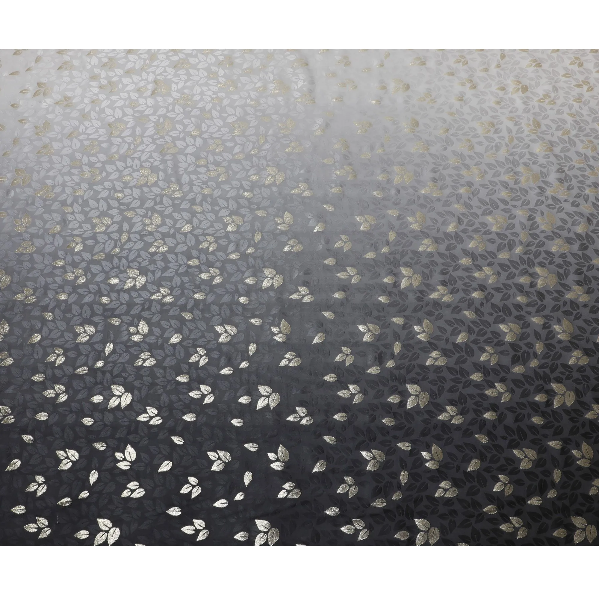 Midnight Shimmer Leaf Silk Satin Fabric - Luxe Gold Print, 140cm Wide - Buy Exclusive Fabrics Online-D18331