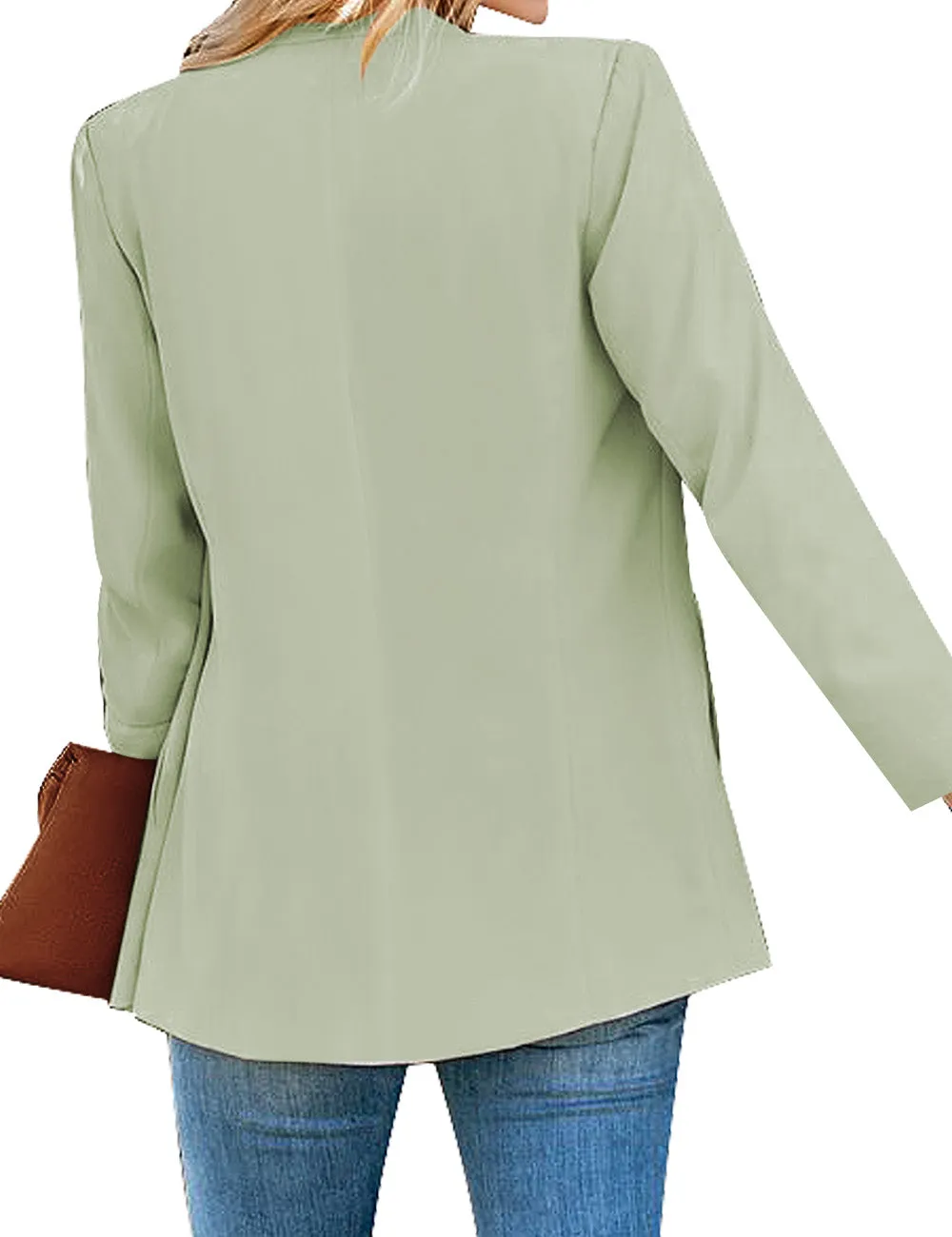 Mint Green Open-Front Side Pockets Blazer