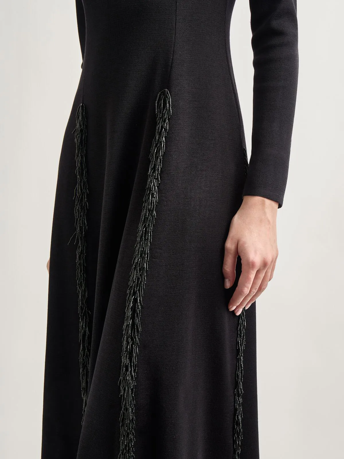 Modern Fit-and-Flare Sequin Princess Seam Knit Maxi Dress