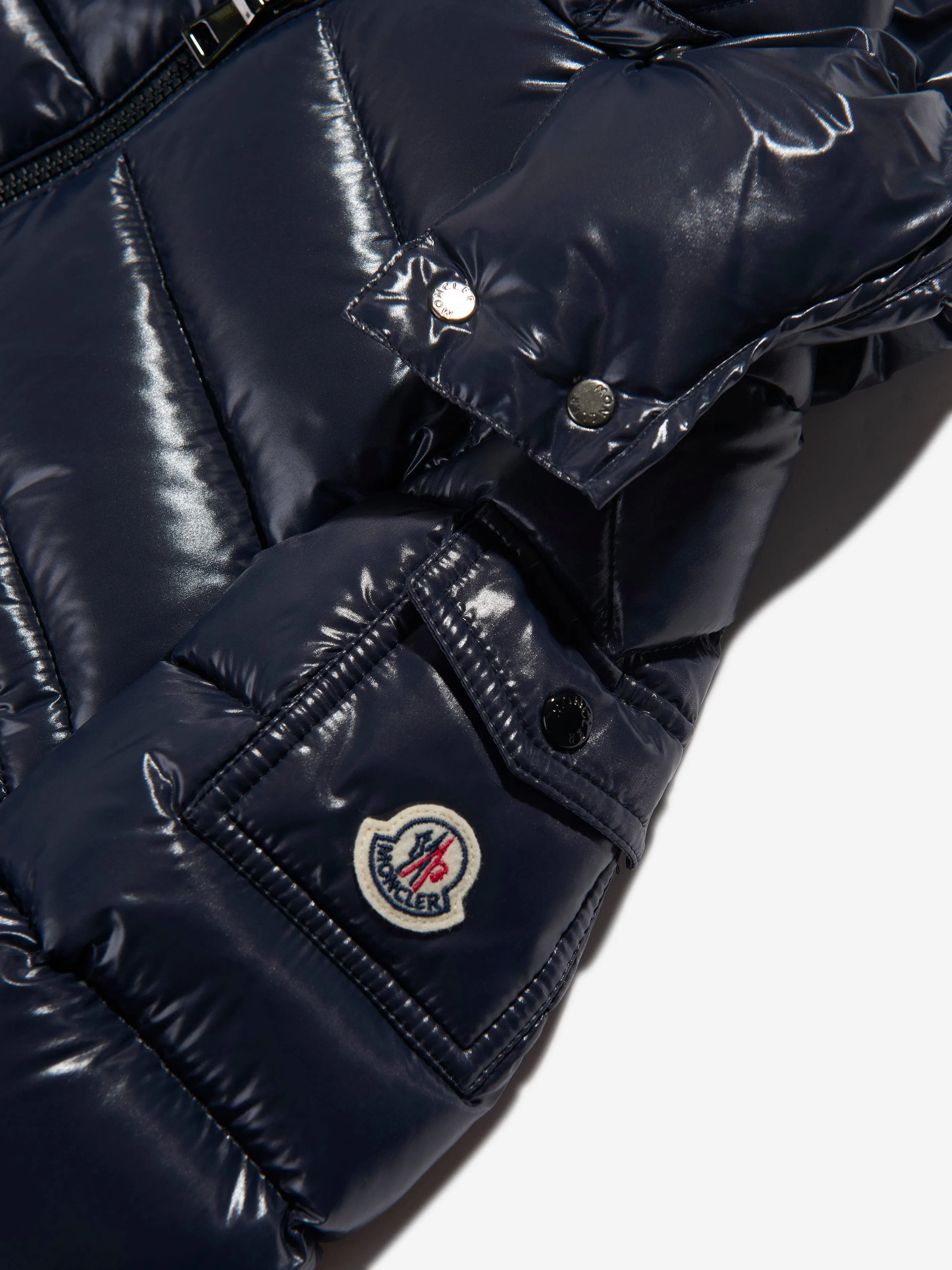 Moncler Enfant Girls Down Padded Cavettaz Long Parka in Navy