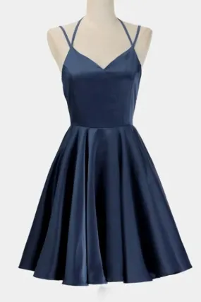 Navy Blue Short Prom Dress Homecoming Dresses