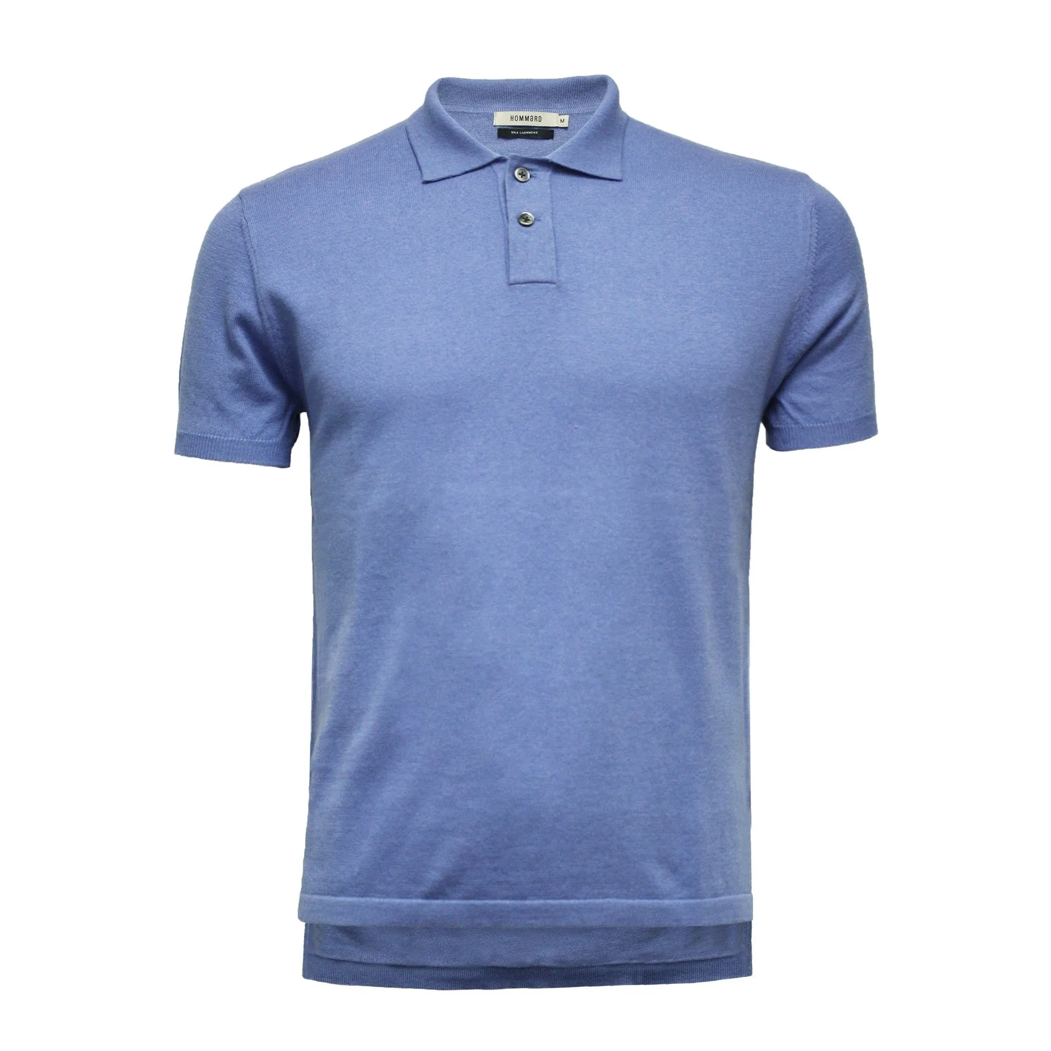 Navy Cashmere Polo Shirt Hampton in Cotton Cashmere