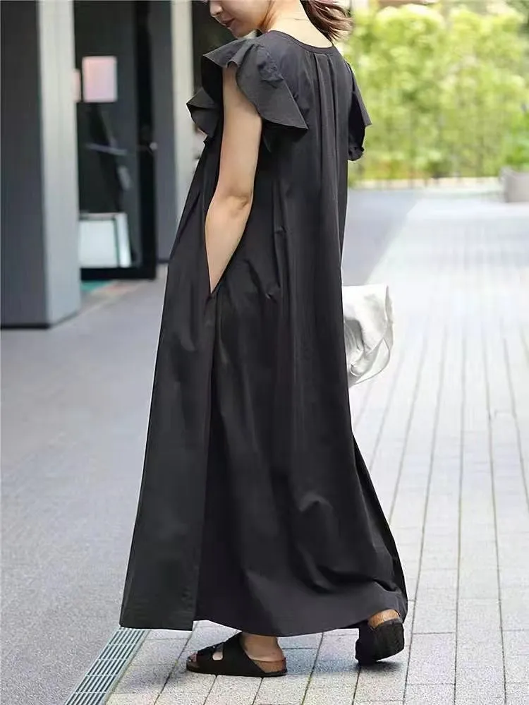 New Sleeveless Long Loose Slim Dress Simple and Elegant Solid Color Long Dress