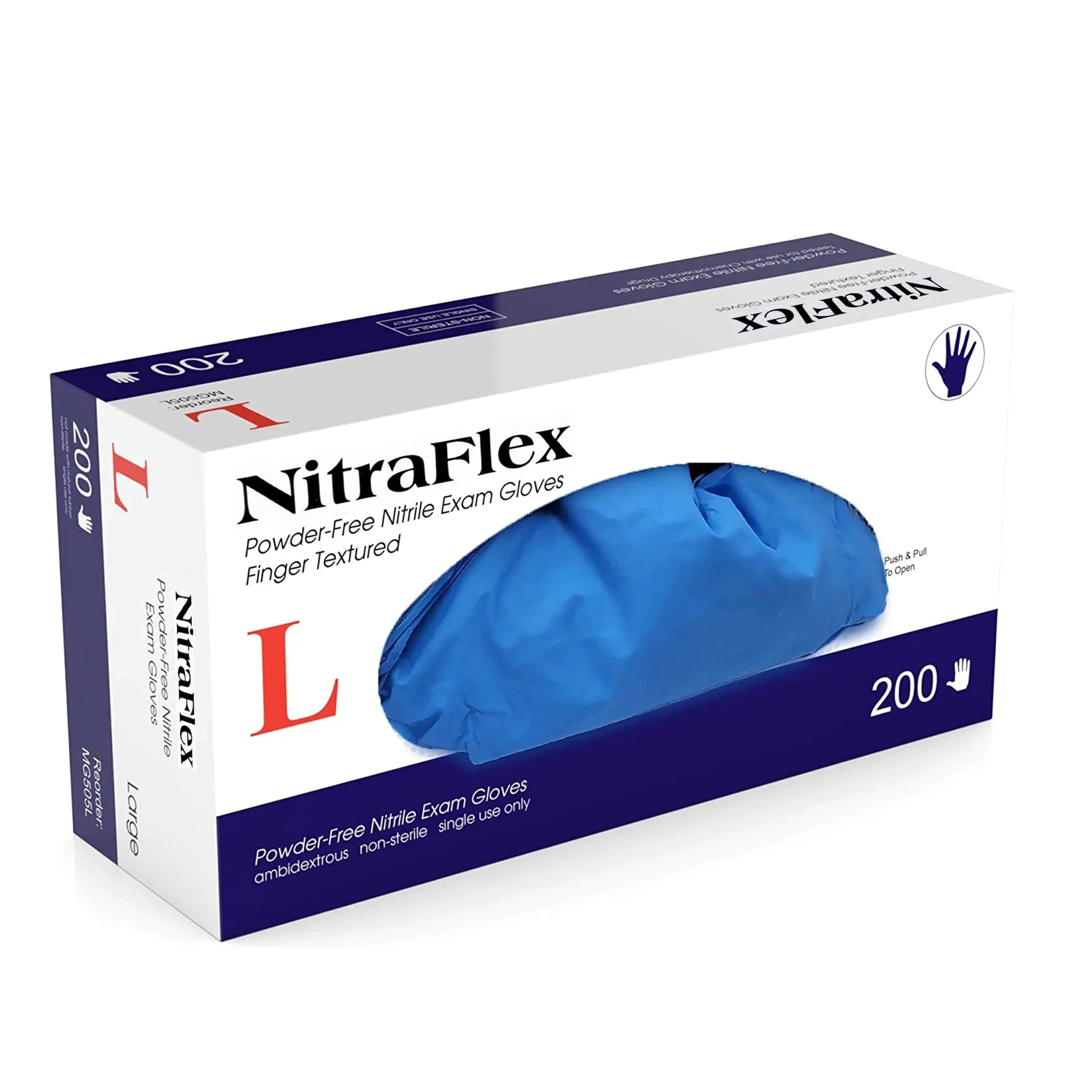 NitraFlex Powder Free Nitrile Exam Gloves Finger Textured